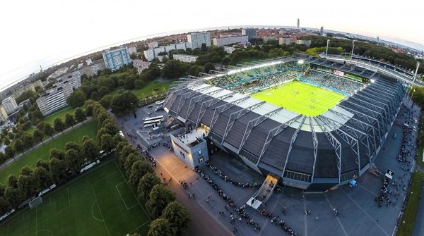 Malmö Stadion sedd uppifrån. Foto.