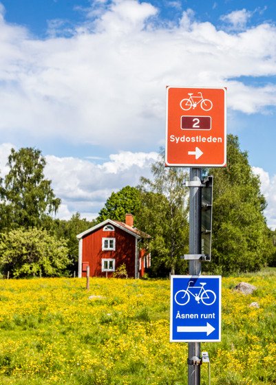 Skyltar vid cykelled