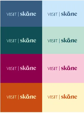 Visit Skånes logotyper i färg på färgad bakgrund