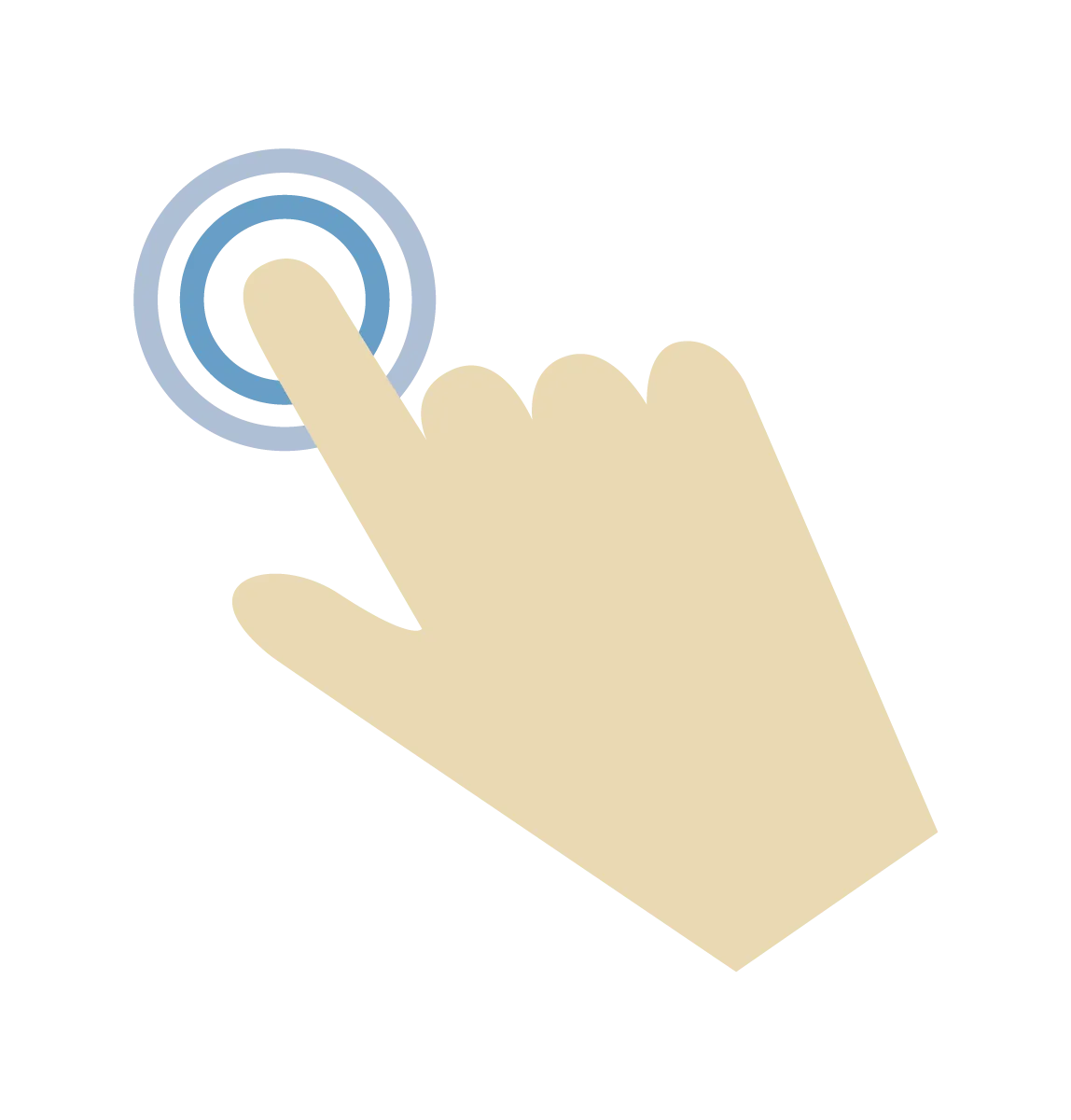 Ett finger som trycker på en knapp. Illustration.