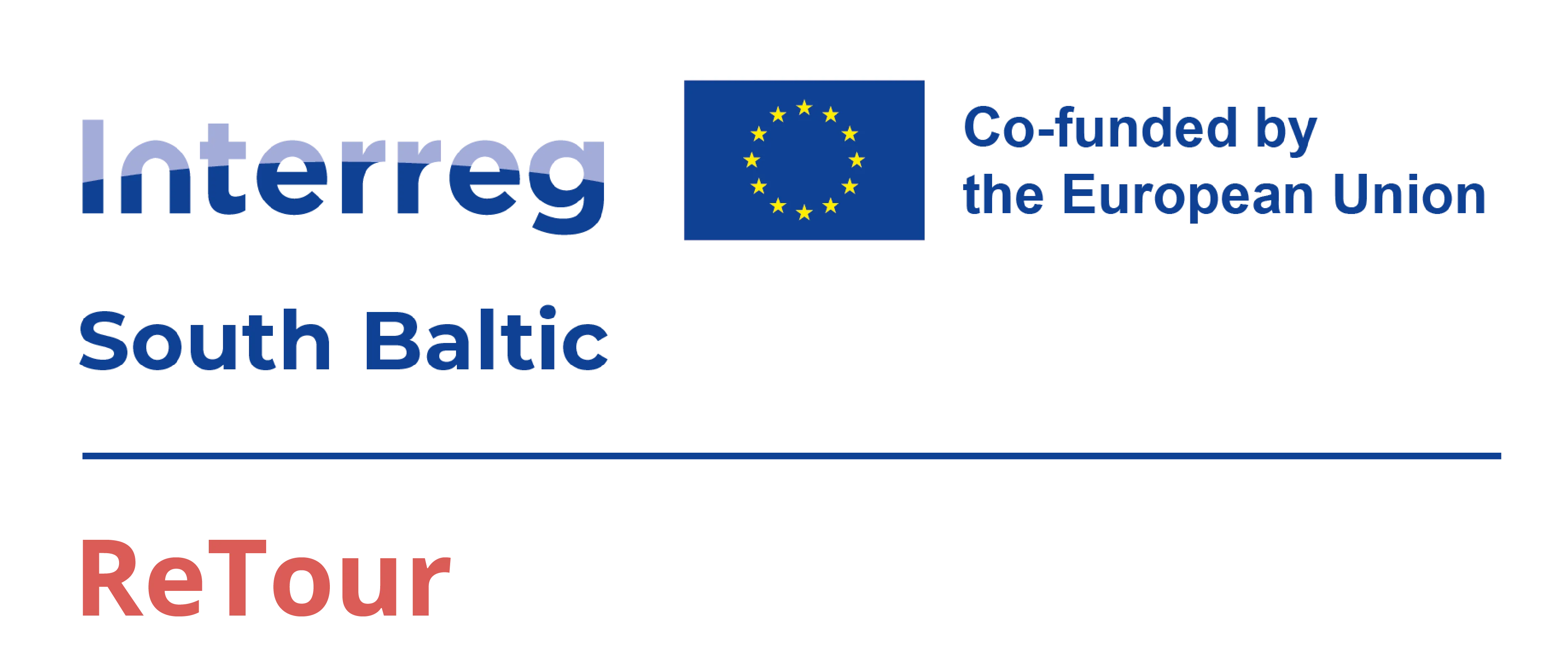Interreg South Baltic Co-funded by the European Union plus Retour. Logotyp.